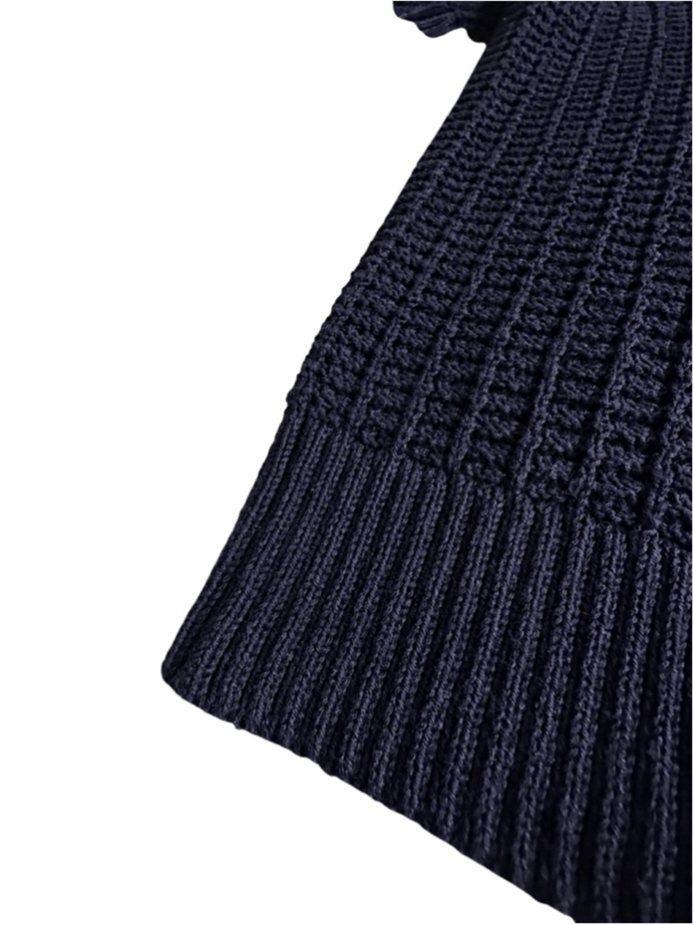Talbots Navy Pointelle Stitch Polo Sweater L NWT - Picture 4 of 12